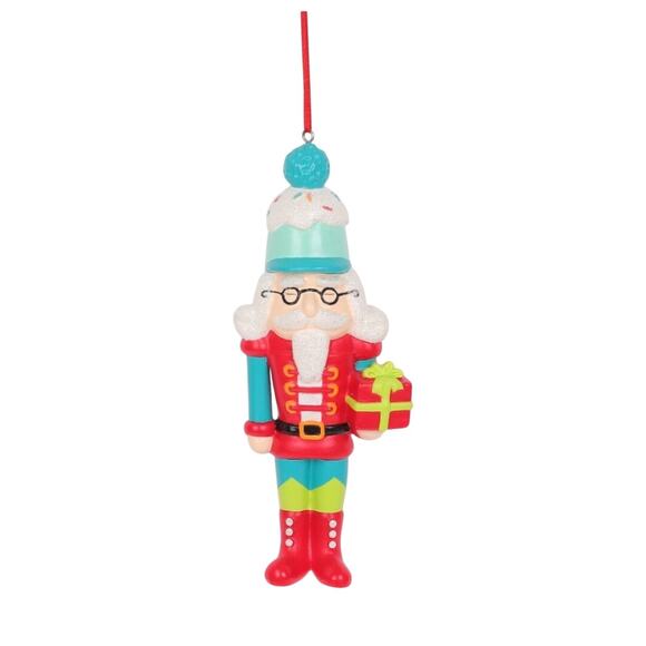 Grandpa Nutcracker Christmas Tree Ornament Sprinkles Red Blue Hat Present 7.5 in - Picture 3 of 8